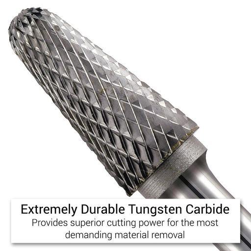Xtorque XL0822 8mm x 22mm 1/4" Shank Tungsten Carbide Conical Ball Nose Double Cut Burr – image 3