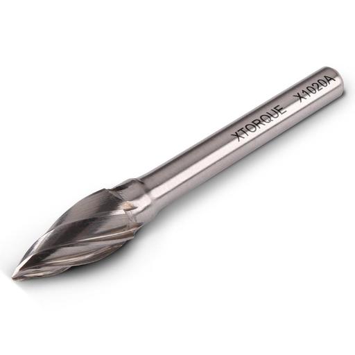 Xtorque X1020A 1/4" Shank Tungsten Carbide Tree Pointed Nose Non-Ferrous Aluminium Burr – image 5