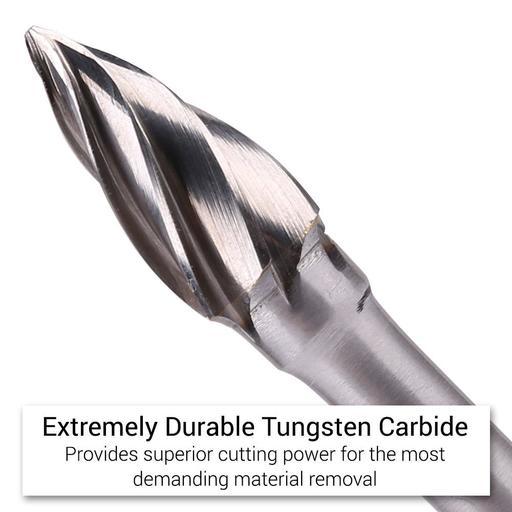 Xtorque X1020A 1/4" Shank Tungsten Carbide Tree Pointed Nose Non-Ferrous Aluminium Burr – image 3