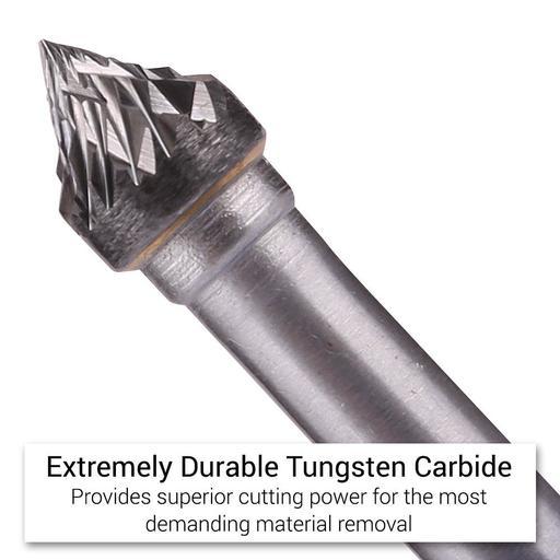 Xtorque XJ0807 8mm x 7mm 1/4" Shank Tungsten Carbide 60° Cone Double Cut Burr – image 2