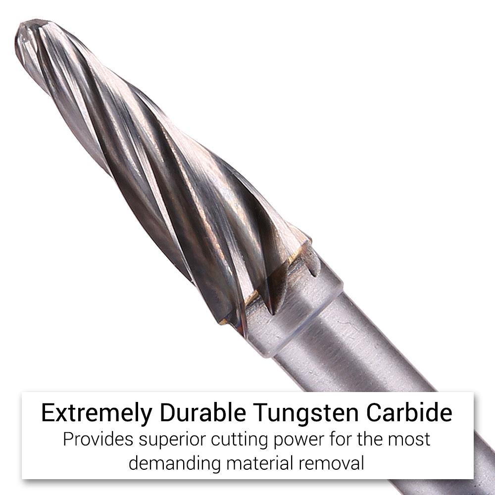 Xtorque XL0822A 8mm x 22mm 1/4" Shank Tungsten Carbide Conical Ball Nose Non-Ferrous Aluminium Burr – image 2