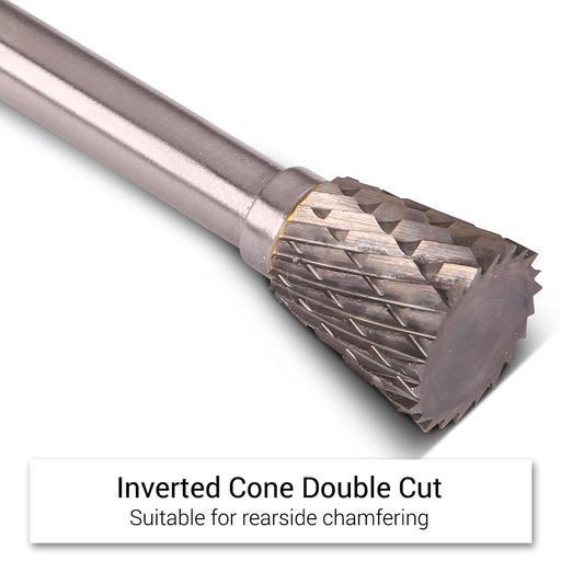Xtorque XN0607 6mm x 7mm 1/4" Shank Tungsten Carbide Inverted Cone Double Cut Burr – image 3