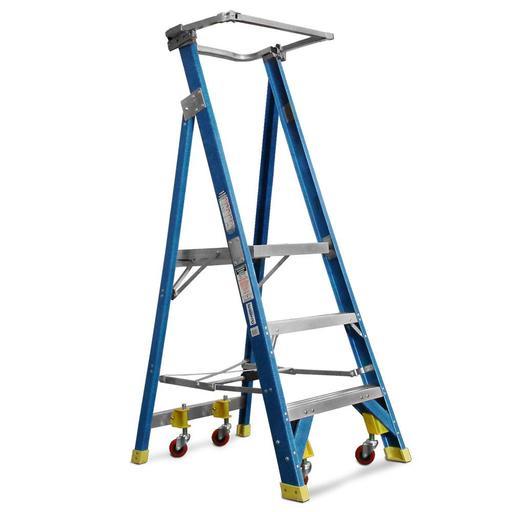 Climbrite CLI3STEP-SG 3-Step 0.9M Fibreglass Platform Ladder on Wheels With Safety Gate