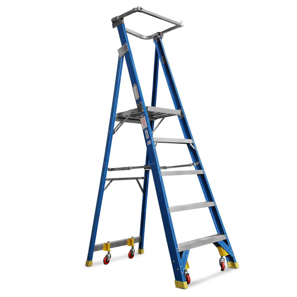 Climbrite CLI5STEPSG 5Step 1.5M Fibreglass Platform Ladder on Wheels