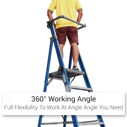 Climbrite CLI6STEP-SG 6-Step 1.8M Fibreglass Platform Ladder on Wheels With Safety Gate – image 2