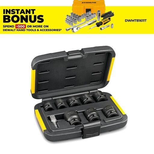 DeWalt DT7507-QZ 9pce 1/2" Impact Ready Metric Socket Set