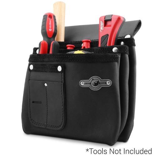 Bluetongue BLU4140 Large Black Leather 3 Pocket Nail Bag