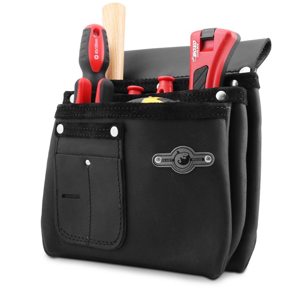 Bluetongue BLU4140 Large Black Leather 3 Pocket Nail Bag – image 4