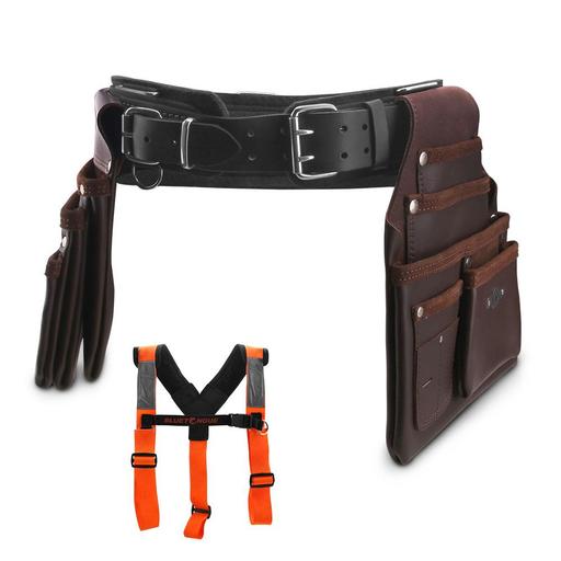Bluetongue BLU4155-C Black Leather Heavy Duty Tool Belt With Back Support Carpenter Kit – image 5