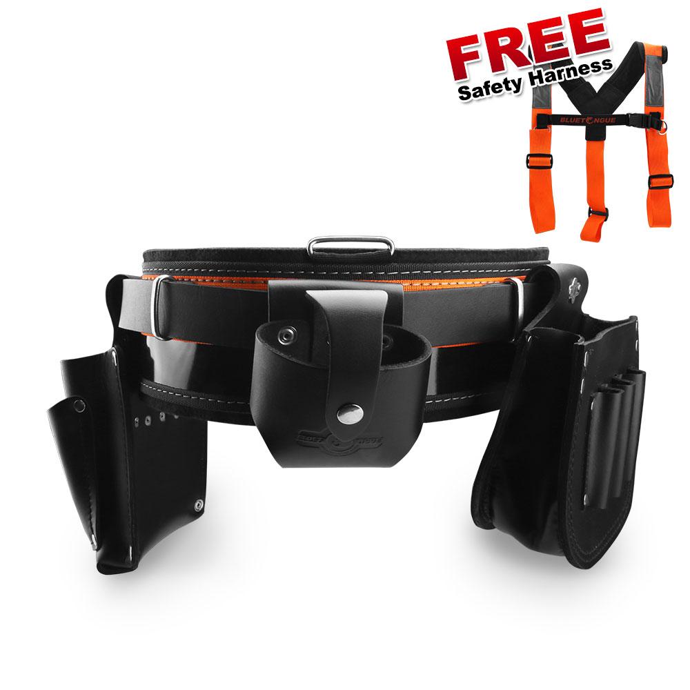 Bluetongue BLU4158-E 36" Black Leather Heavy Duty Tool Belt With Back Support Electrician Kit – image 1
