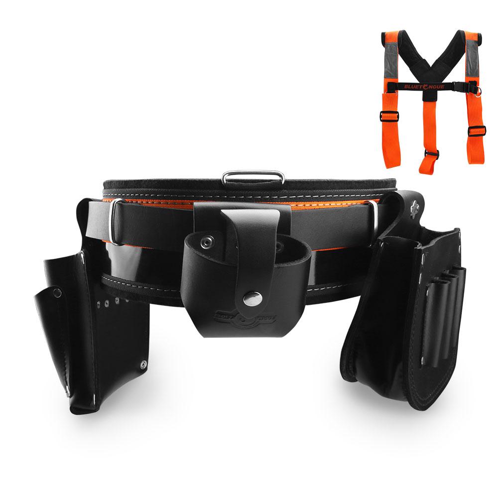 Bluetongue BLU4158-E 36" Black Leather Heavy Duty Tool Belt With Back Support Electrician Kit – image 4