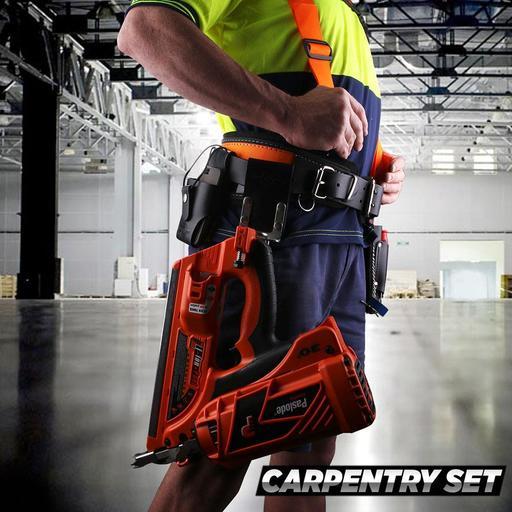 Bluetongue BLU4156-C Black Leather Heavy Duty Tool Belt With Back Support Carpenter Kit – image 3