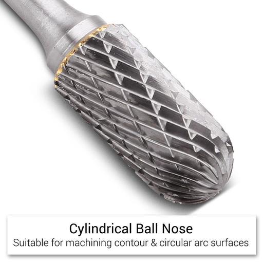 Carbide Burr SC-42L3D Cylindrical Ball Nose Double Cut 1/8" Shank - USA Made
