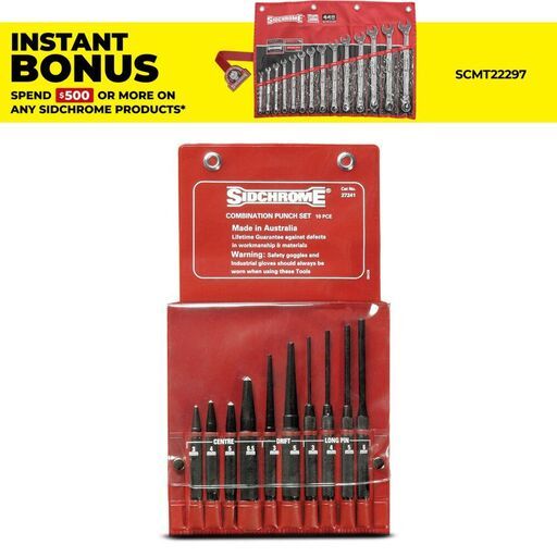 Sidchrome SCMT27241 10pce Combination Punch Set