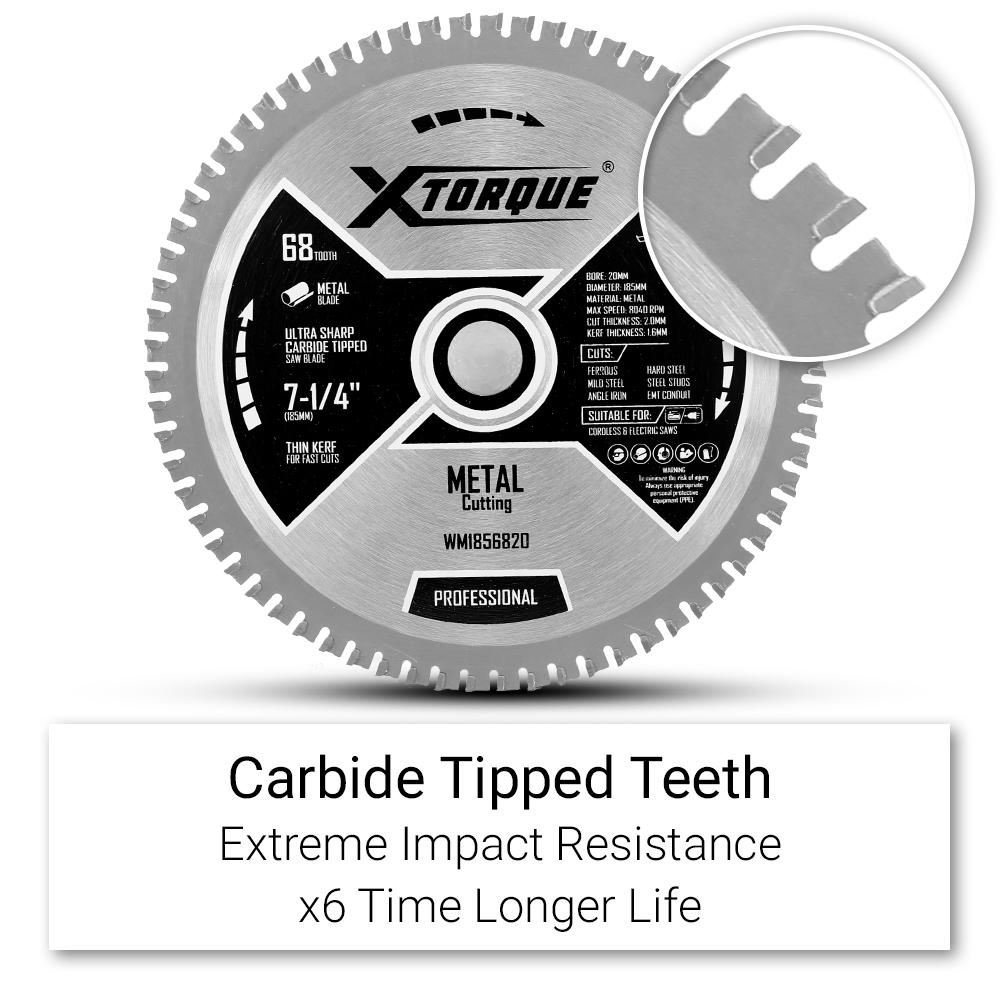 Xtorque WM1856820 185mm (7-1/4") 68-Tooth Metal Cutting Carbide Tipped Saw Blade – image 2