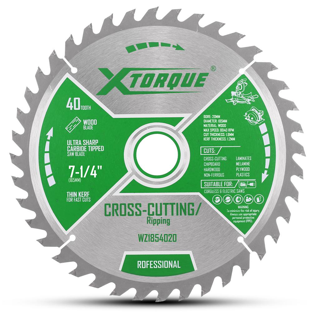 Xtorque WZ1854020  185mm (7-1/4") 40-Tooth Wood General Purpose Carbide Tipped Saw Blade – image 1