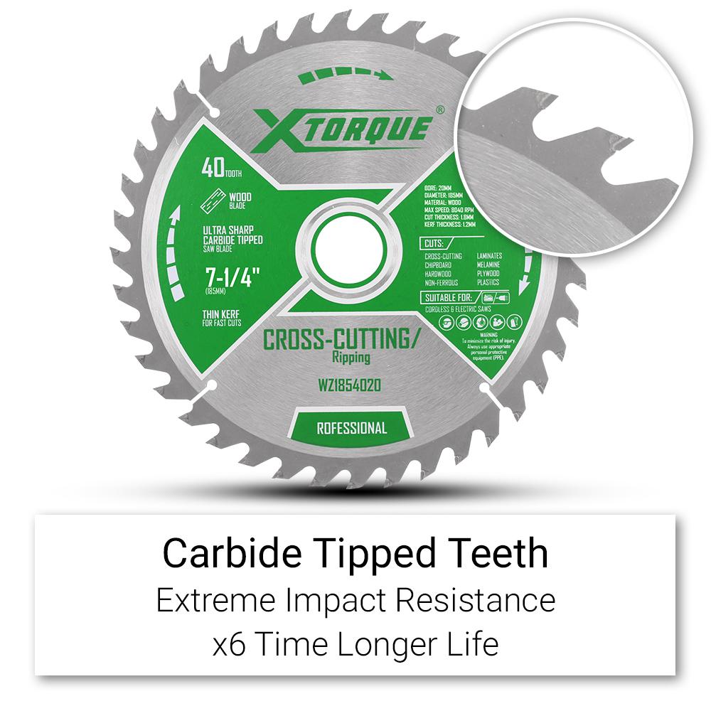 Xtorque WZ1854020  185mm (7-1/4") 40-Tooth Wood General Purpose Carbide Tipped Saw Blade – image 2