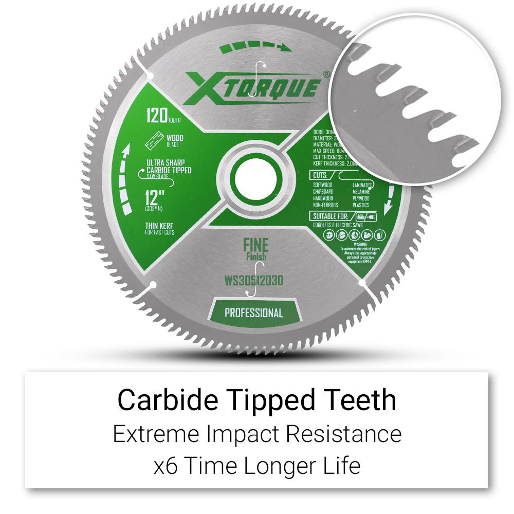 Xtorque WS30512030 305mm (12") 120-Tooth Wood Finishing/Trim Carbide Tipped Saw Blade – image 2