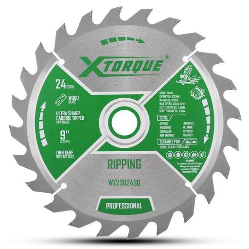 Xtorque WZ2302430 230mm (9") 24-Tooth Wood Ripping/Crosscutting Carbide Tipped Saw Blade