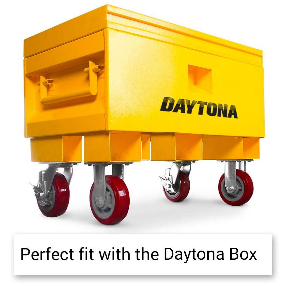 Daytona B445-W 812 x 483 x 445mm Yellow Steel Site Box With Caster Wheels Combo – image 8