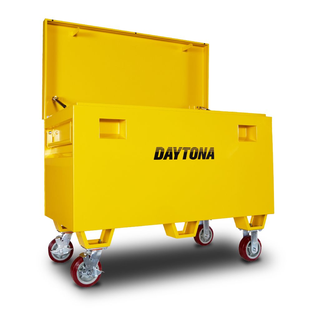 Daytona B735-W 1223 x 612 x 735mm Yellow Steel Site Box With Caster Wheels – image 1