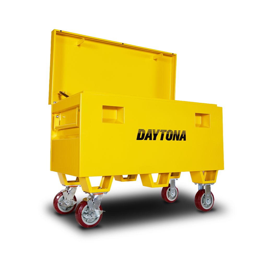 Daytona B595-W 1067 x 508 x 595mm Yellow Steel Site Box With Caster Wheels – image 1