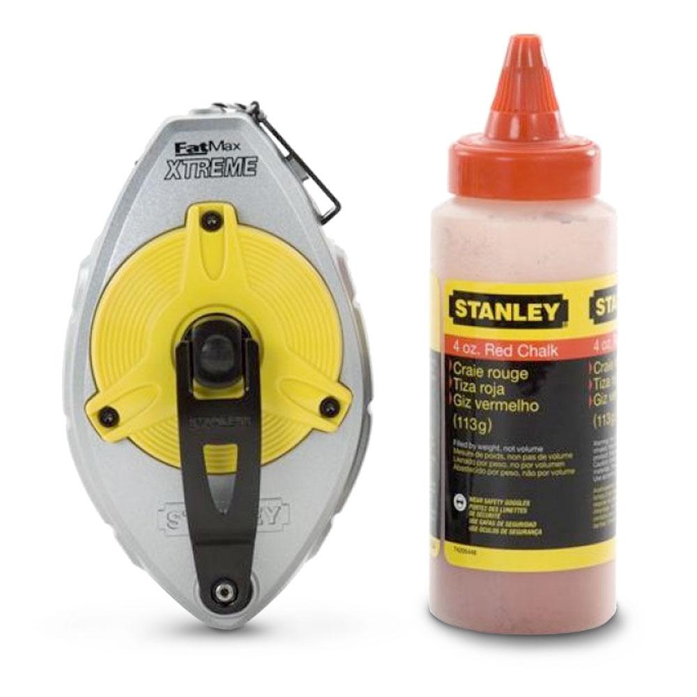 Stanley 47483L 30m FatMax Xtreme Chalk Line Reel with Red Chalk