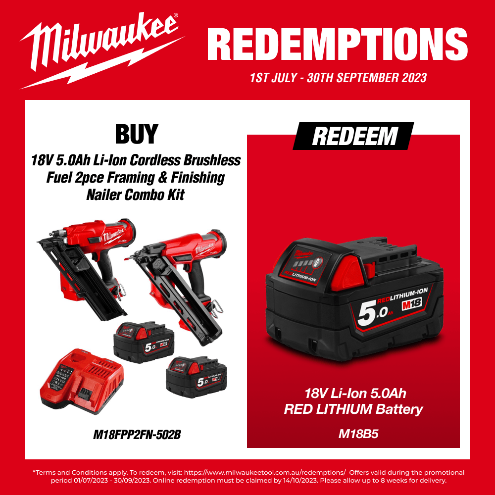Milwaukee M18FPP2FN502B 18V 5.0Ah Liion Cordless Brushless Fuel 2pce Framing & Finishing