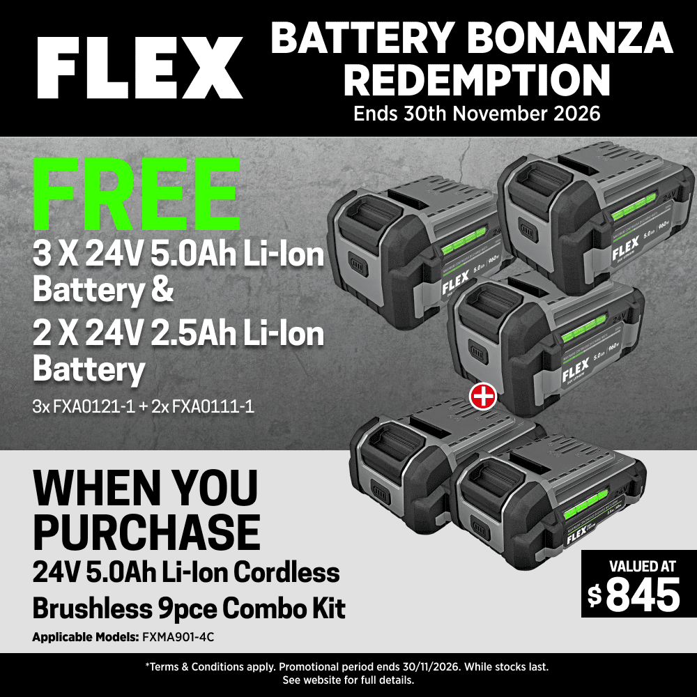 Flex FXMA901-4C 24V 5.0Ah Li-ion Cordless Brushless 9pce Combo Kit – image 4