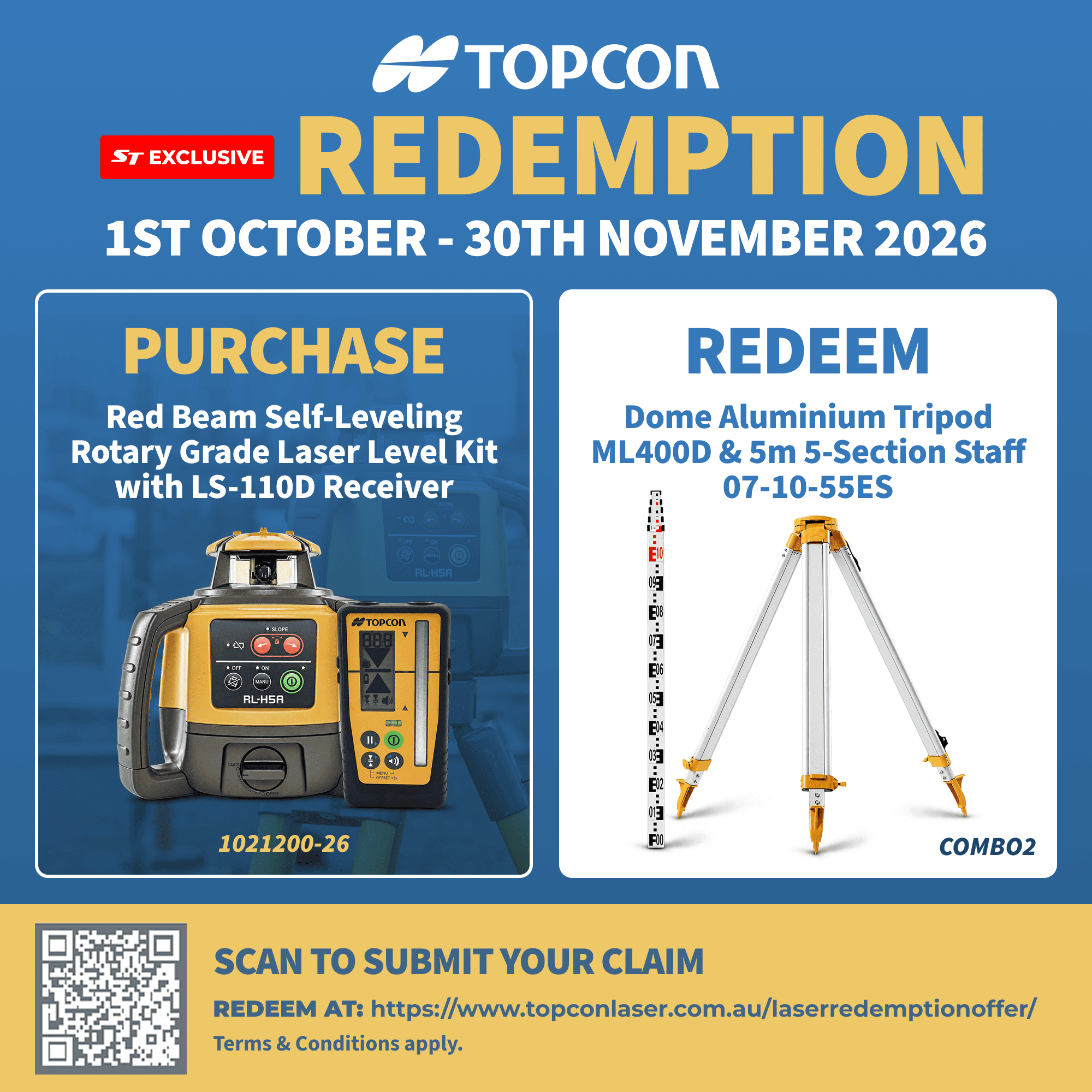 Topcon RL-H5A (1021200-26) Red Beam Self-Leveling Rotary Grade Laser Level Kit with LS-110D Receiver – image 3